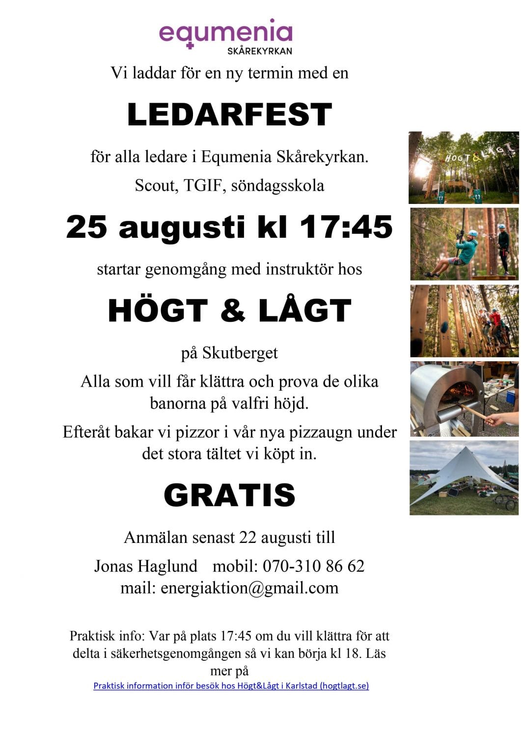 Affisch, ledarfest 25/8 på Högt och Lågt