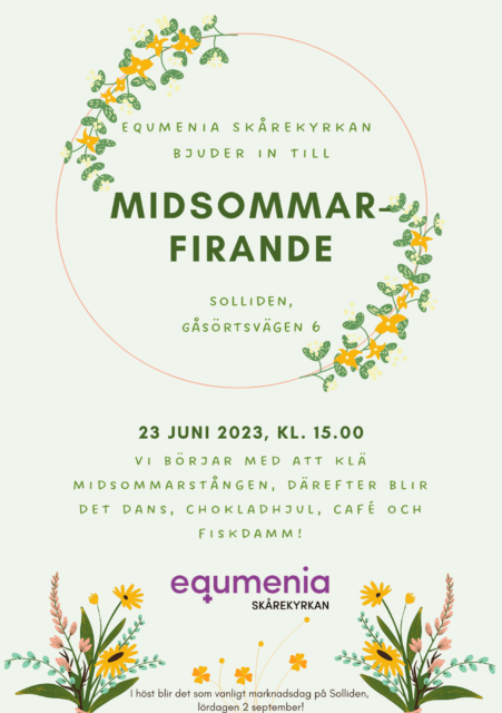 Affisch för midsommarfirande på Solliden 23/6 2023 kl. 15.00